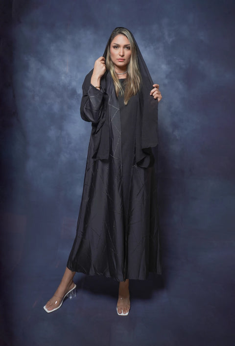 Elegant Modern women’s abaya consisting of three pieces decorated with scarf
