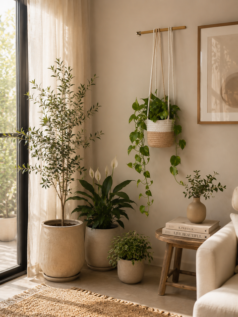 Decorative Hanging Planter Basket with Natural Jute Cotton Cord