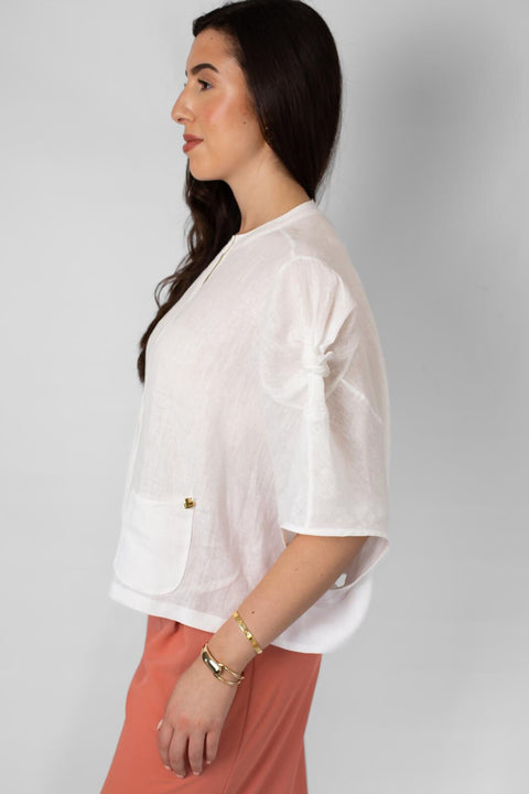 Gardenia Summer Linen White Shirt
