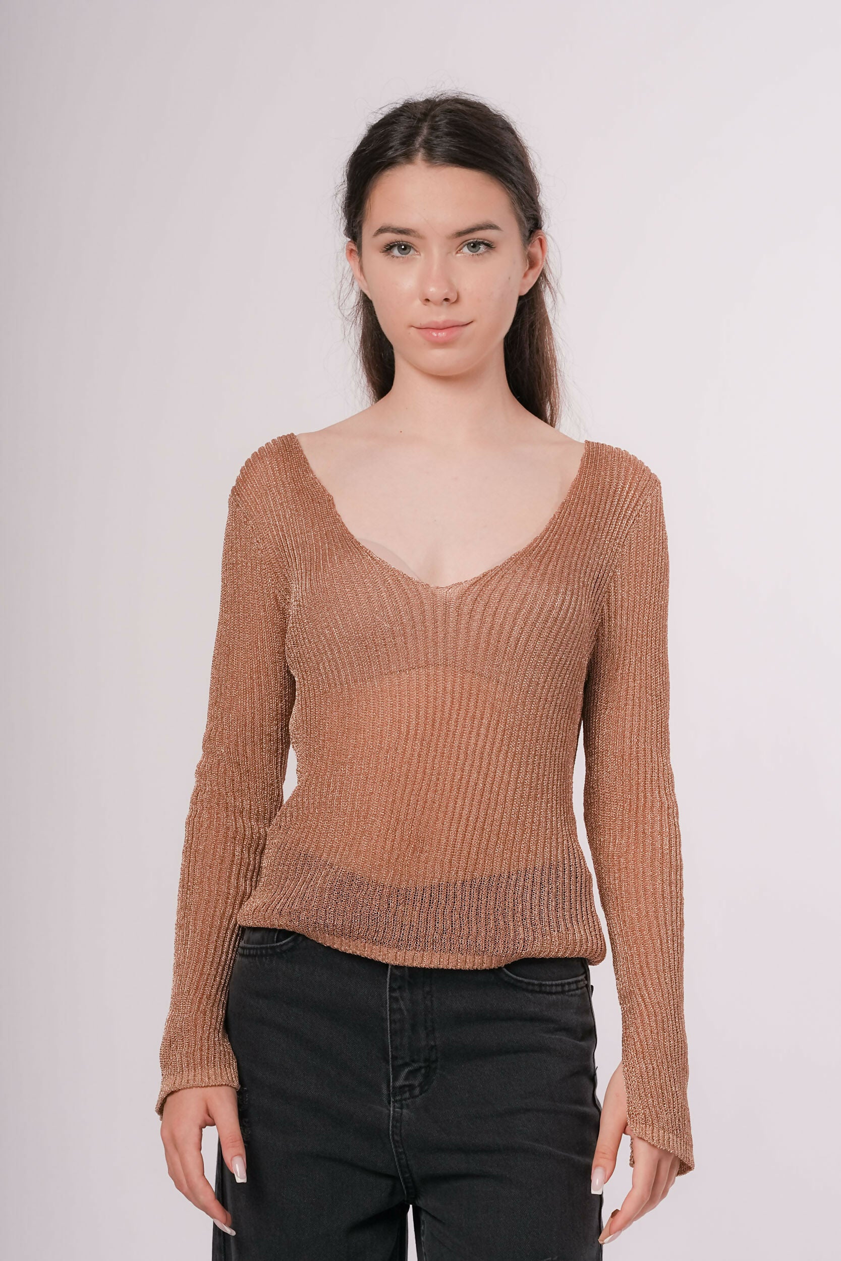 MY PEANUT Lonia Metalic Sweater in Gold