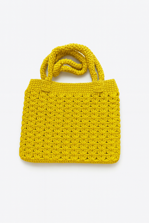 Crochet Tote Bag - Mustard Gold