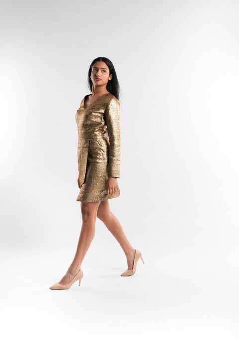 Gold Brocade Dress