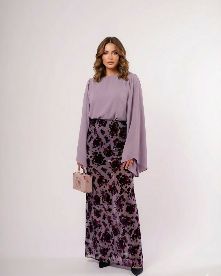 Long Lilac Chiffon Dress