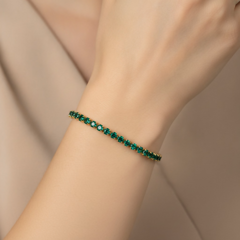 Stackable Tennis Bracelet Set Green & White Zircon - Zircon Tennis