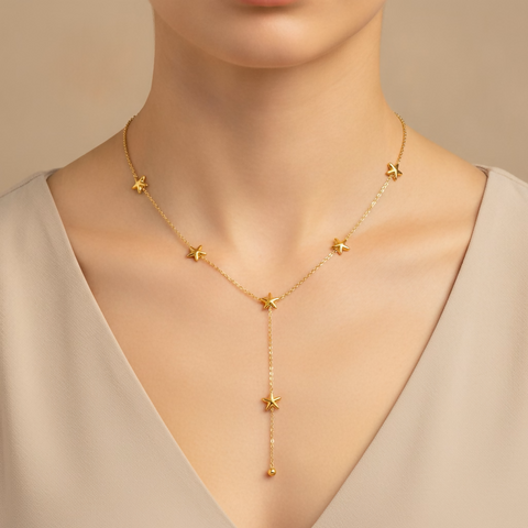 Star Pendant Waterproof Metal Fine Chain Necklace