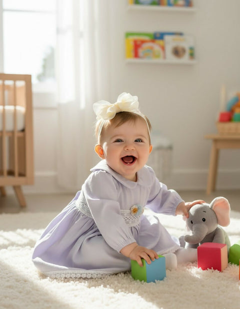 MAISON BEBE Nour Elegant Newborn Dress Set - Lilac