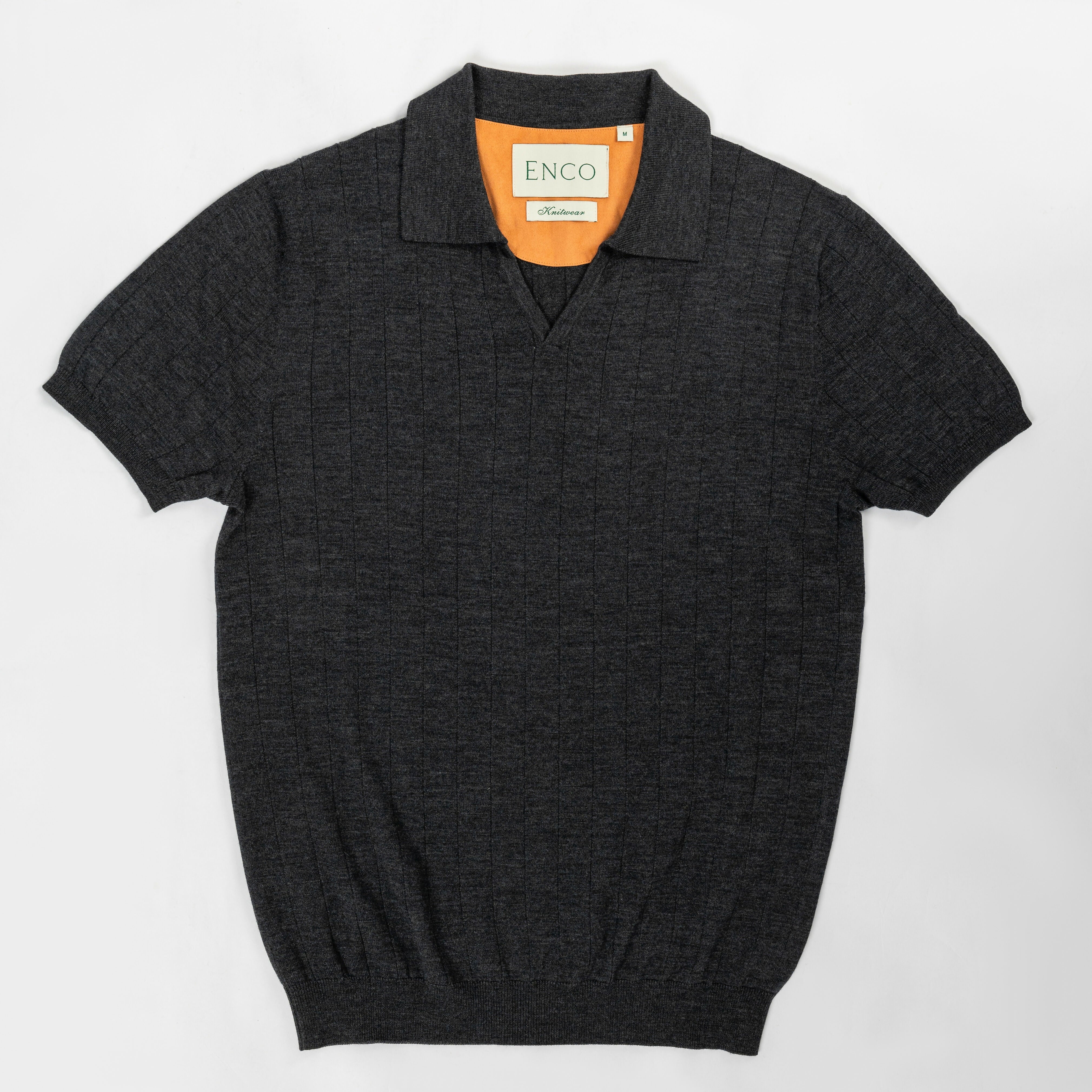 Melange Knitted V Neck Poloshirt