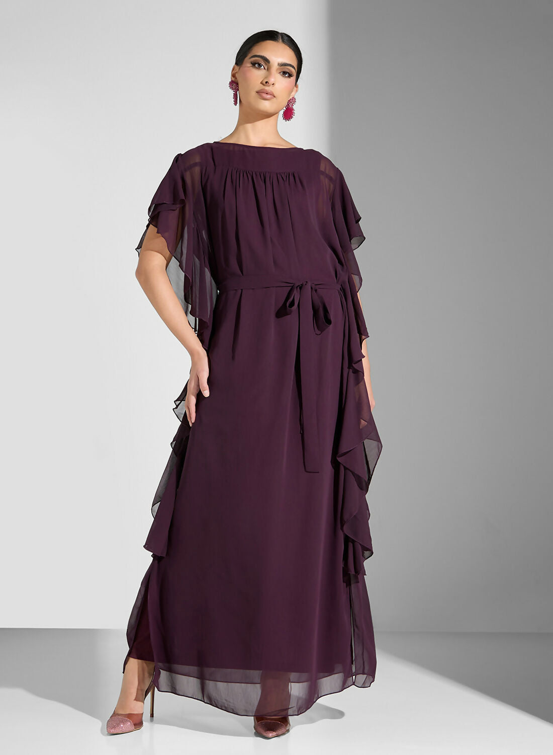 GEORGETTE SIDE FRILL DRESS