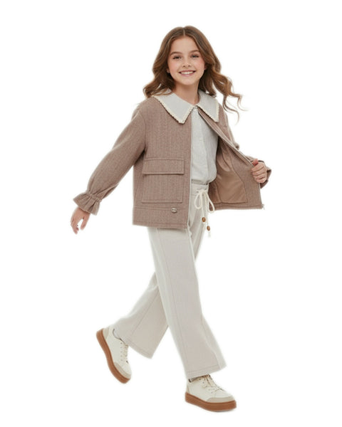 BOMBILI Girls 3-piece set (shirt,jacket,pants) - Camel