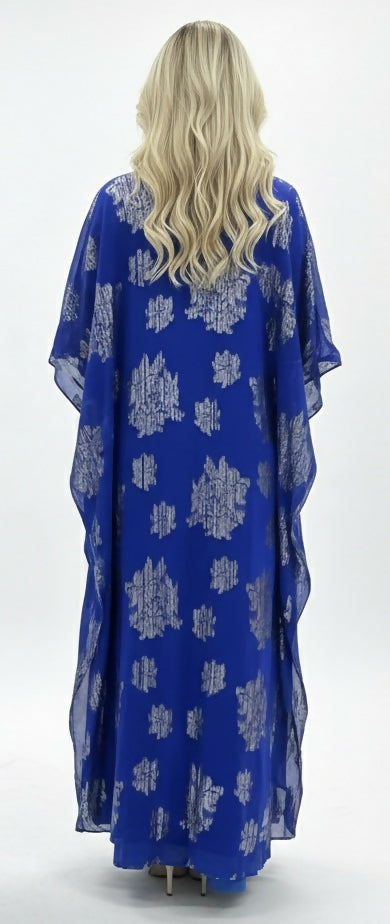 Blue Chiffon Kaftan Lined