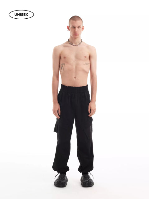 Wide Black Cargo Pants "Romanticism"