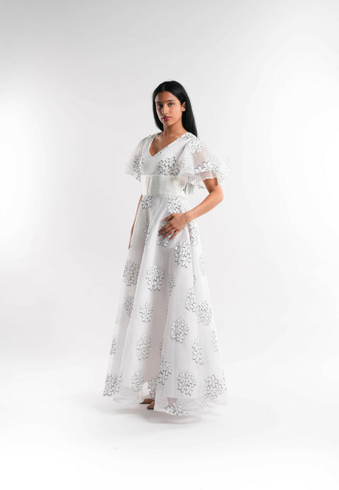 Pearl-Embellished Organza Dress