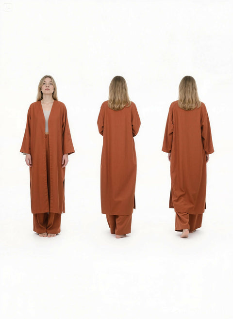 Viscose Suit With Trousers And Cape Terracotta