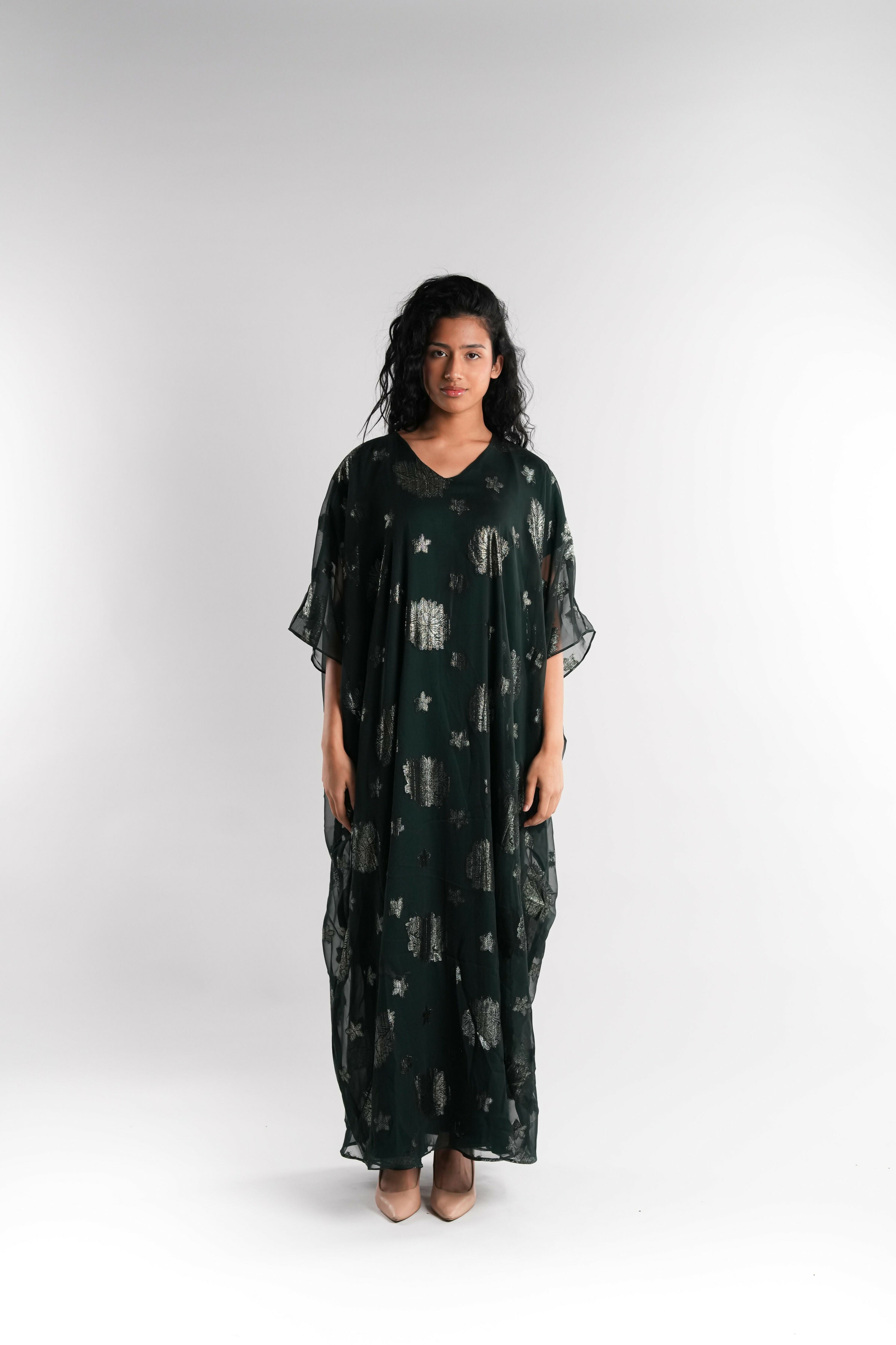 Green Chiffon Kaftan Lined