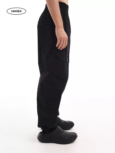 Wide Black Cargo Pants "Romanticism"