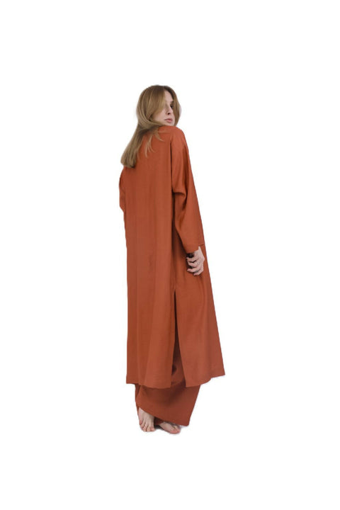 Viscose Suit With Trousers And Cape Terracotta