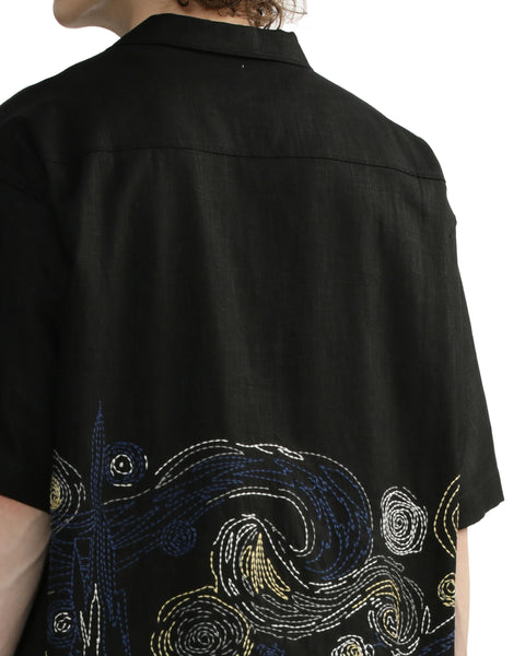 Logo Embroidered Van Gogh Shirt in Black