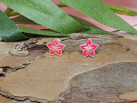 Pink Flower Screw-back Earrings