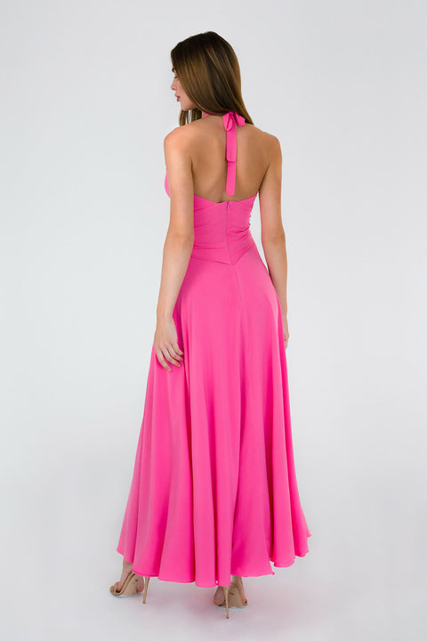 Sunset-Pink-High-Slit-Halter-Neck-Maxi-Dress-Back