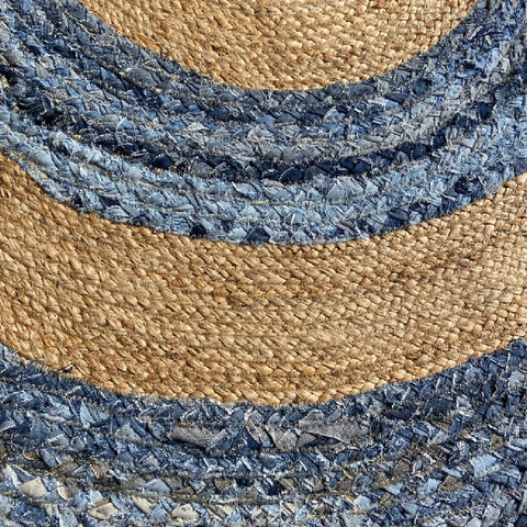 Jute Cotton Braided Blue Carpet