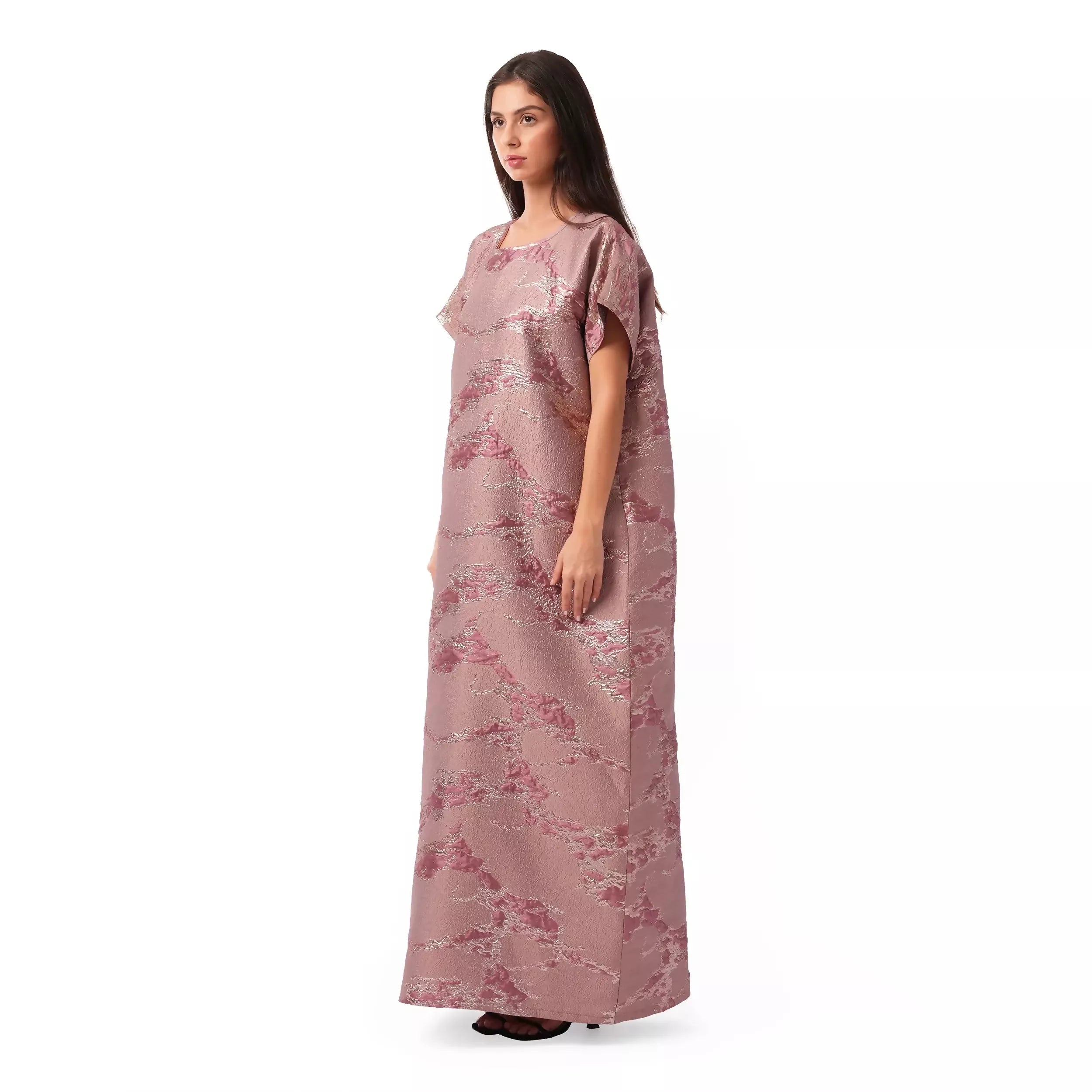 Pink Brocade Kaftan Lined