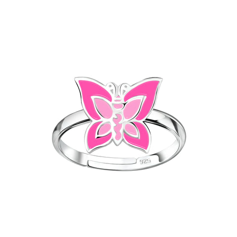 Pink Butterfly Adjustable Ring