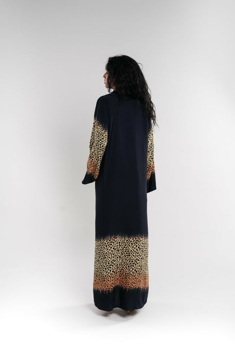 Black Tiger Print Abaya