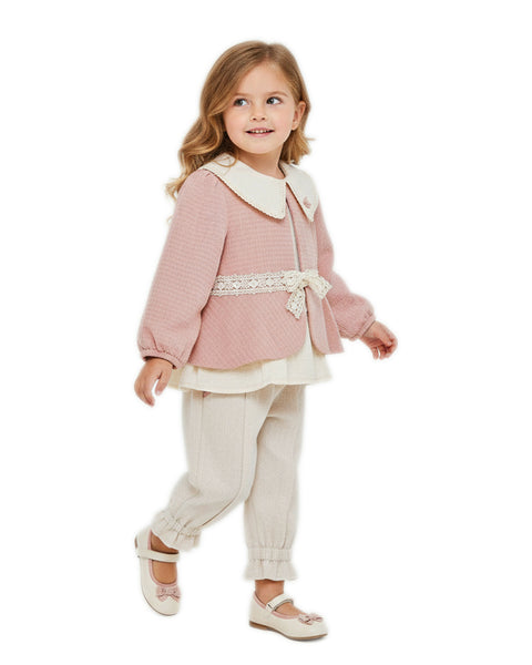 BOMBILI Girls 3-piece set (shirt,jacket,pants) - Powder