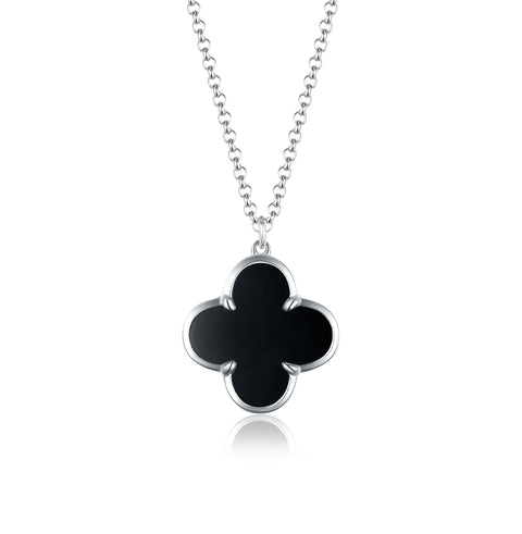 Clover necklace with black onyx