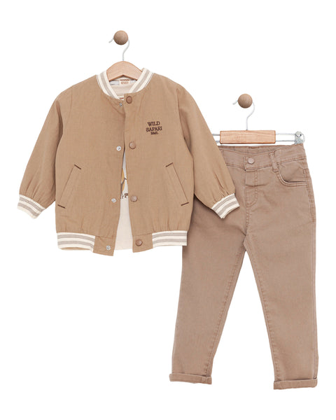 BOMBILI Boys 3-piece set (sweat,jacket,pants) - Camel
