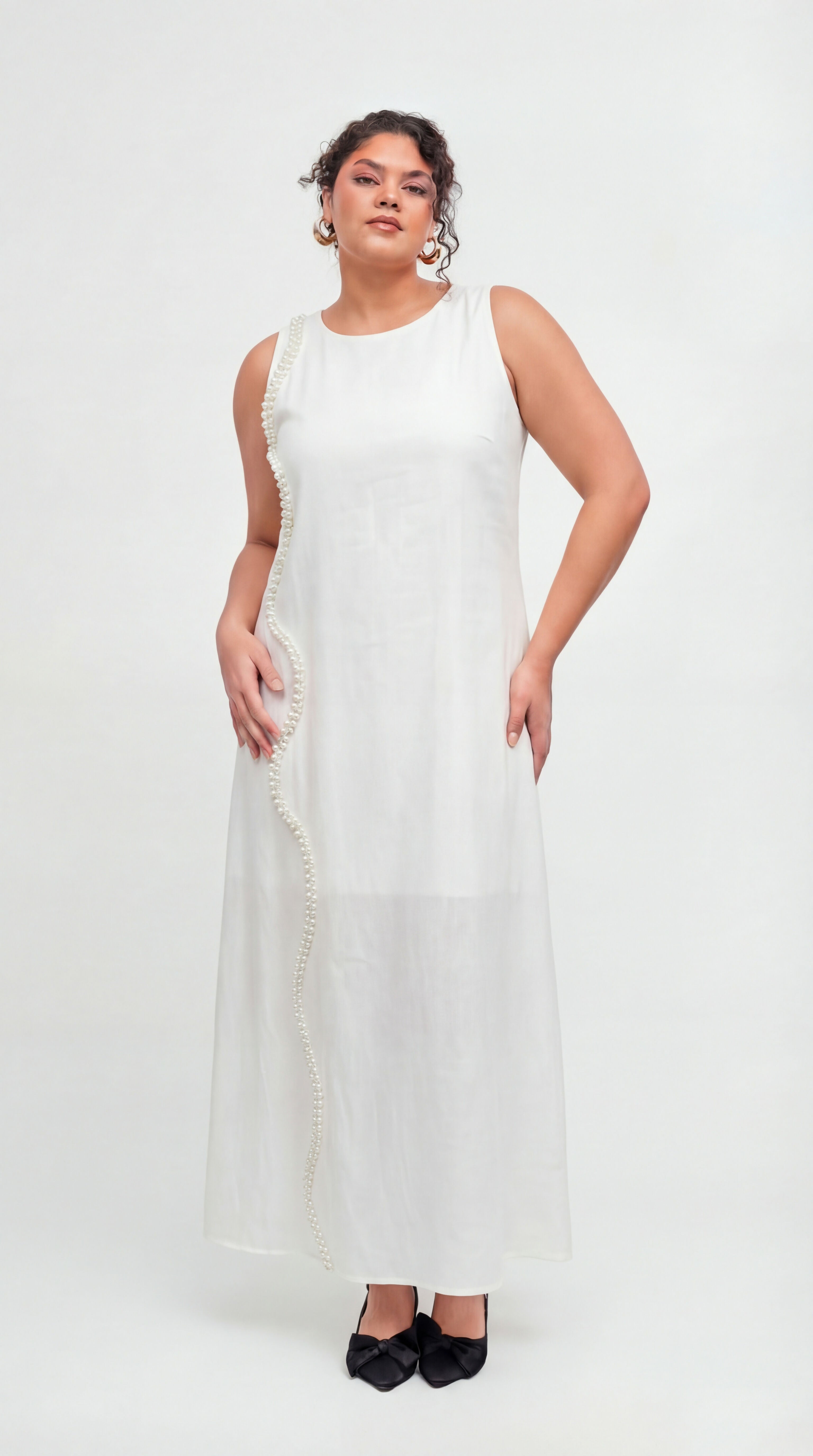 Pearl Linen Maxi Dress