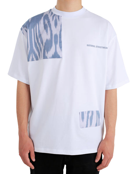 Oversized White T-Shirt with Blue Adras