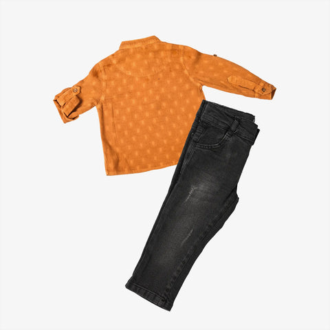 MINIFACE Alpha Boys Henley Set in Mustard