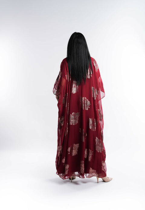 Maroon Chiffon Kaftan
