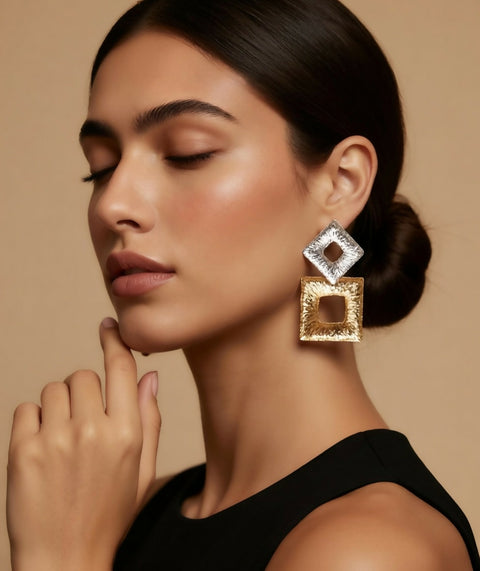 Double Square Handmade Earrings