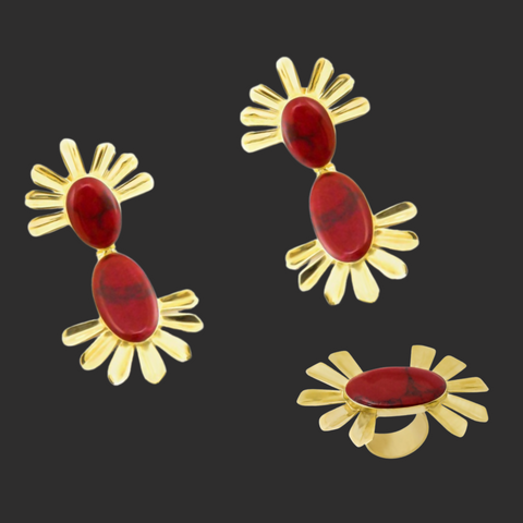 Solar Gold Ring (Maroon)