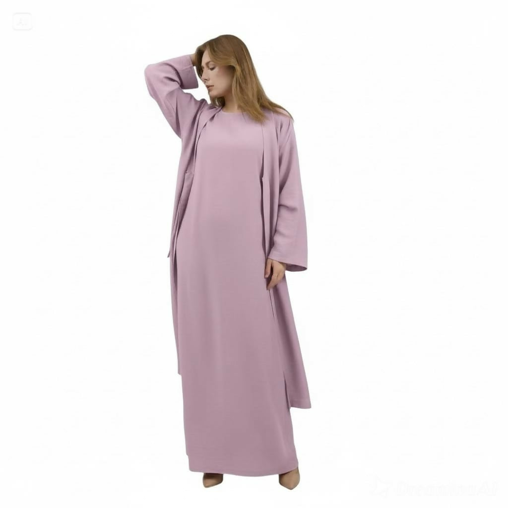 Viscose Suit With Dress And Cape Lilac