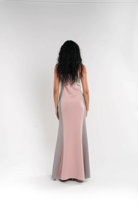 Grey & Pink Neoprene Lace Dress