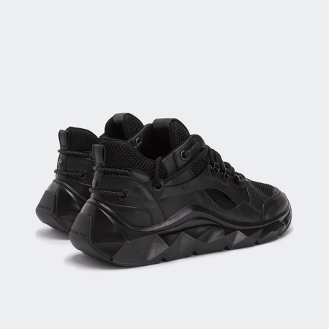 K-Diamond Triple Black Leather Sneakers