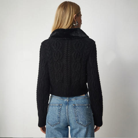 MY PEANUT Eleni Fur Collar Cardigan