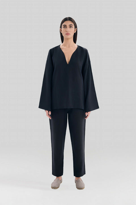 T 03 Black Linen T-Shirt