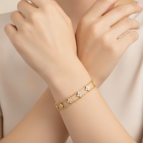 Four Leaf Clover Cubic Zirconia Bracelet