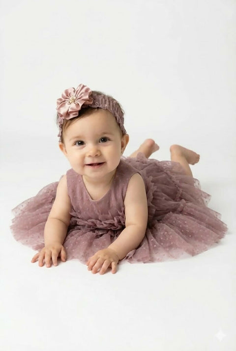MAISON BEBE Milla Party Dress With Headband - Purple