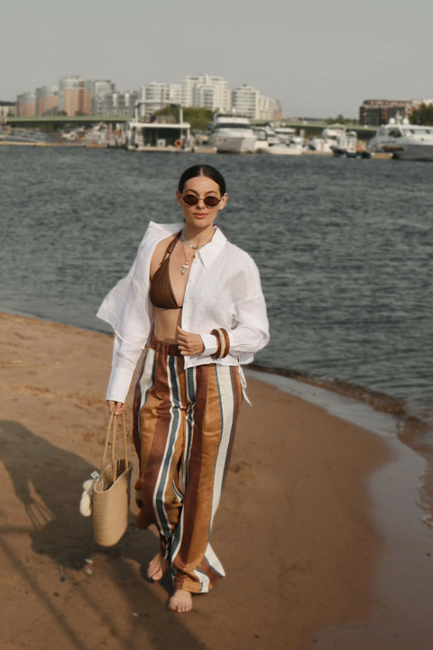 Linen Trousers in Brown