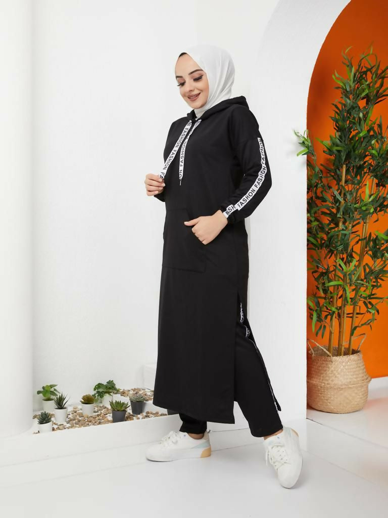 MY PEANUT Zehra Modest Lounge Set in Black