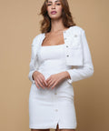 GracefulDresswithcroppedjacketTweedwhite