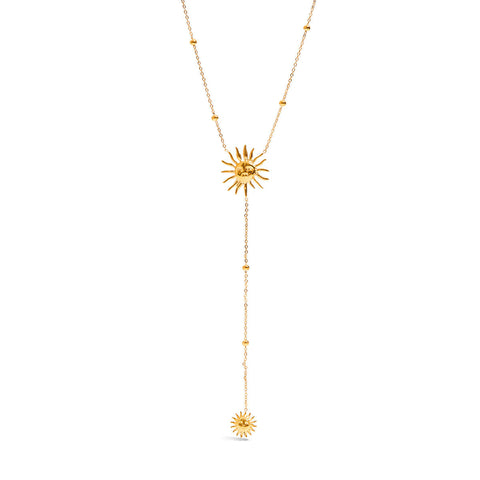 Calysa – Oval Sun Pendant Necklace, 18K Gold Finish