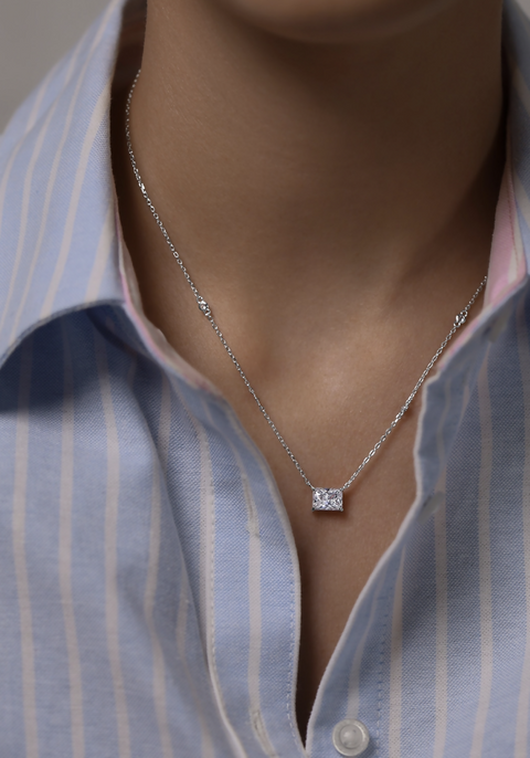 Necklace With Radiant Cut High-Grade Cubic Zirconia