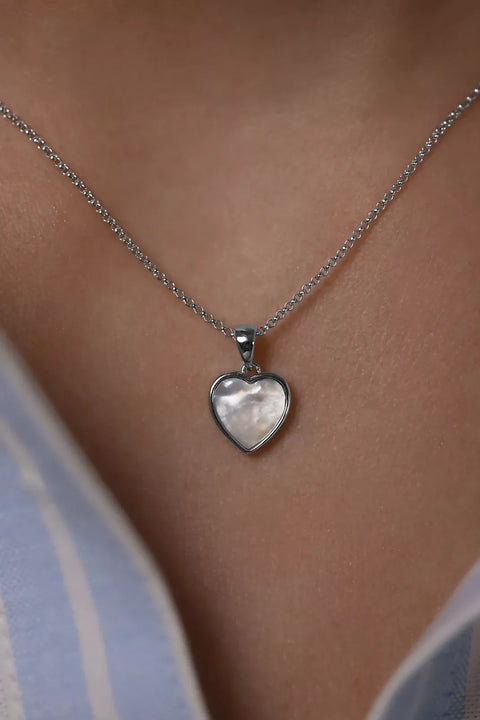 Necklace Heart With White Mother Of Pearl