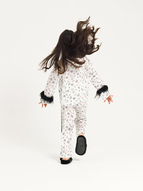 Girls' Luxury Silk Two-Piece Set – Alice in Wonderland print